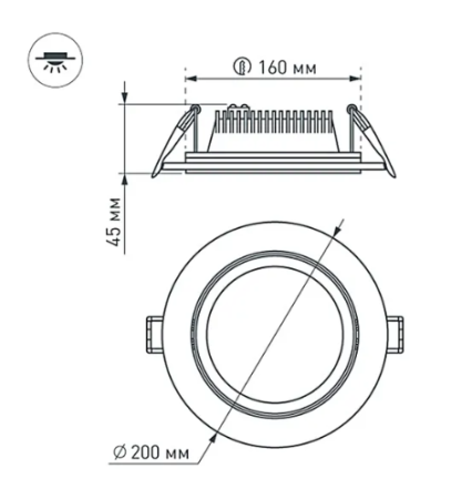 Светодиодная панель LT-R200WH 16W Warm White 120deg (Arlight, IP40 Металл, 3 года)