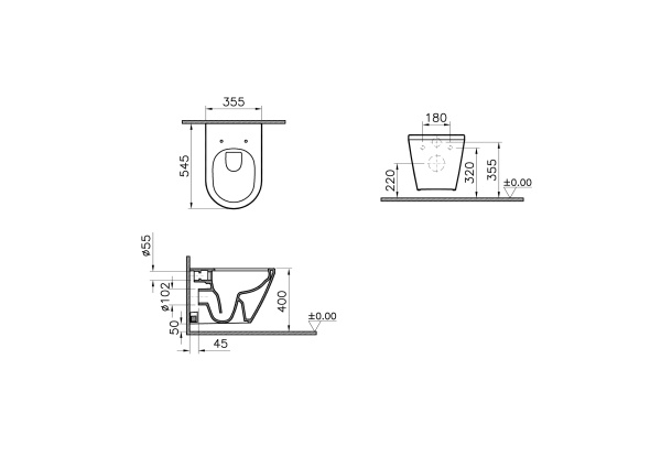 Подвесной безободковый унитаз  Vitra Integra Round