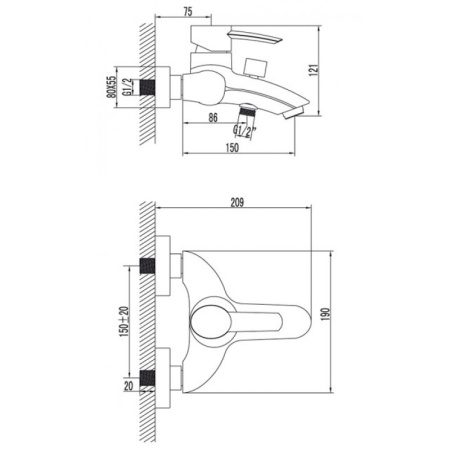 Смеситель для ванны LEMARK ATLANTISS – LM3202C