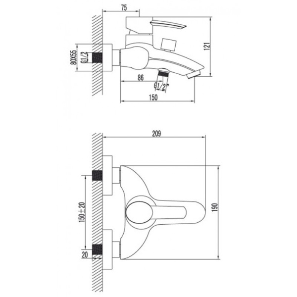 Смеситель для ванны LEMARK ATLANTISS – LM3202C