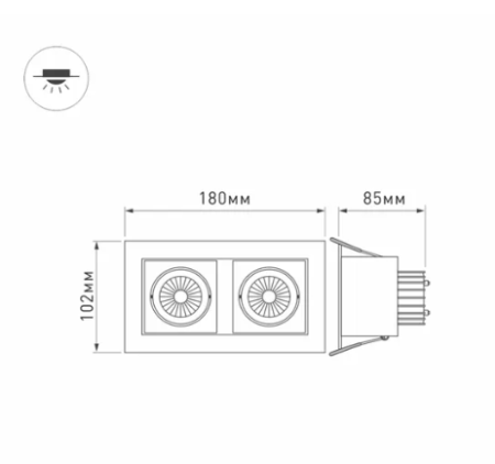 Светильник CL-KARDAN-S180x102-2x9W Day (WH-BK, 38 deg) (Arlight, IP20 Металл, 3 года)