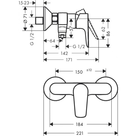 Смеситель hansgrohe Talis E для душа 71760140, шлифованная бронза