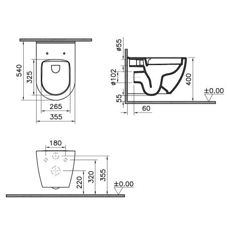 Унитаз Vitra Mia Round SmoothFlush 7510B003-0075 подвесной без сиденья