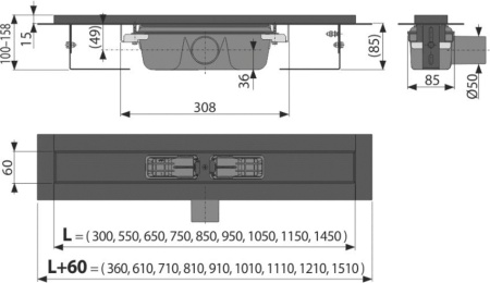 Душевой лоток AlcaPlast APZ1BLACK-550 (черный)